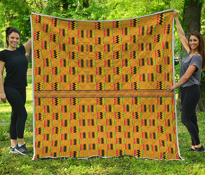 Yellow Kente Pattern Print Quilt