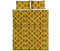 Yellow Kente Pattern Print Quilt Bed Set