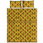 Yellow Kente Pattern Print Quilt Bed Set