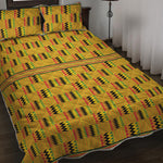 Yellow Kente Pattern Print Quilt Bed Set