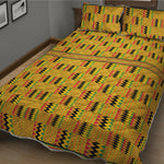 Yellow Kente Pattern Print Quilt Bed Set