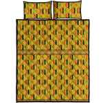 Yellow Kente Pattern Print Quilt Bed Set