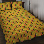 Yellow Kente Pattern Print Quilt Bed Set