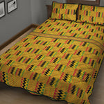 Yellow Kente Pattern Print Quilt Bed Set