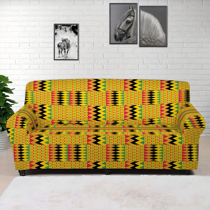 Yellow Kente Pattern Print Sofa Cover