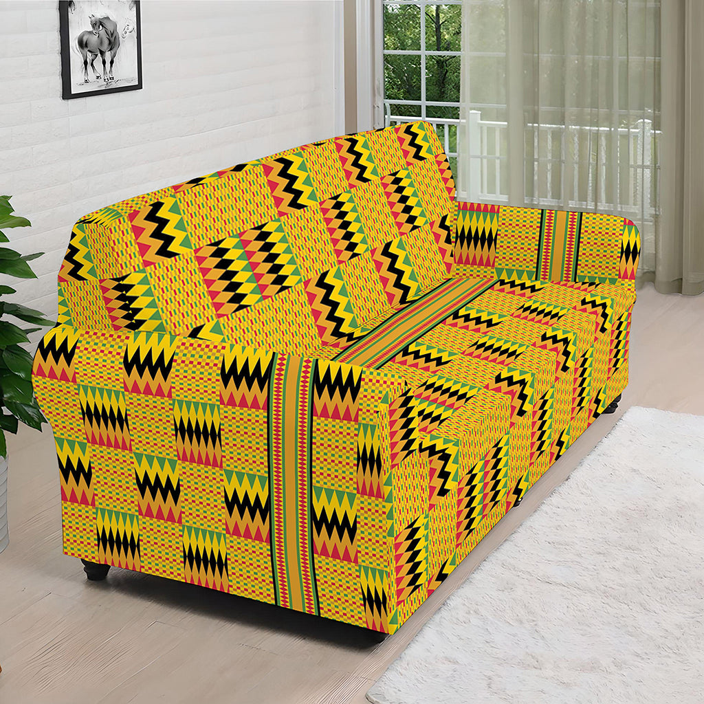 Yellow Kente Pattern Print Sofa Cover