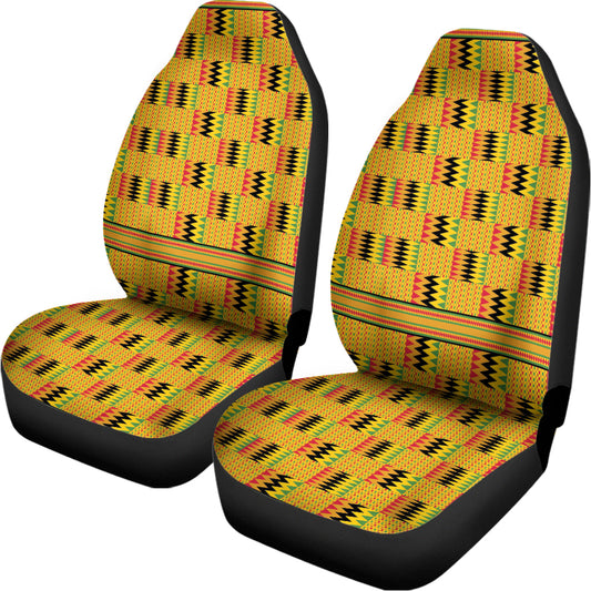 Yellow Kente Pattern Print Universal Fit Car Seat Covers