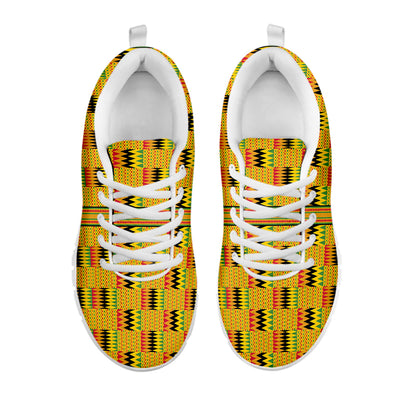Yellow Kente Pattern Print White Sneakers