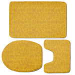 Yellow Knitted Pattern Print 3 Piece Bath Mat Set