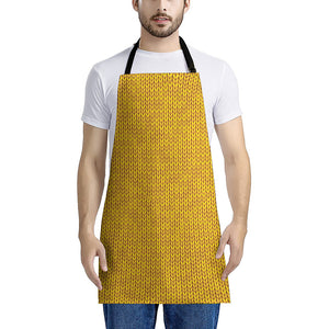 Yellow Knitted Pattern Print Apron