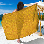 Yellow Knitted Pattern Print Beach Sarong Wrap