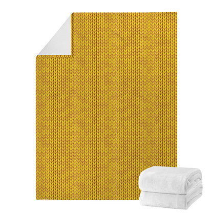 Yellow Knitted Pattern Print Blanket