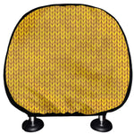 Yellow Knitted Pattern Print Car Headrest Covers