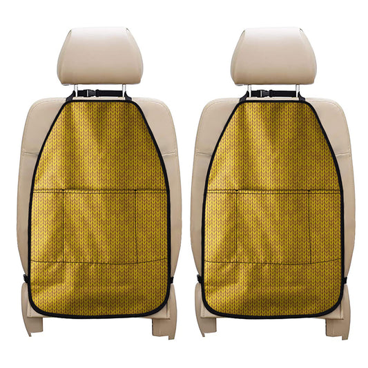 Yellow Knitted Pattern Print Car Seat Organizers