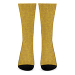Yellow Knitted Pattern Print Crew Socks