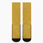 Yellow Knitted Pattern Print Crew Socks