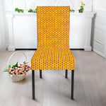 Yellow Knitted Pattern Print Dining Chair Slipcover