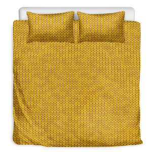 Yellow Knitted Pattern Print Duvet Cover Bedding Set