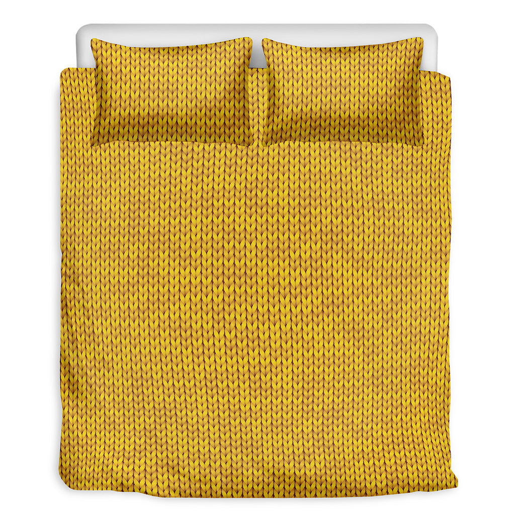 Yellow Knitted Pattern Print Duvet Cover Bedding Set