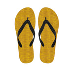 Yellow Knitted Pattern Print Flip Flops