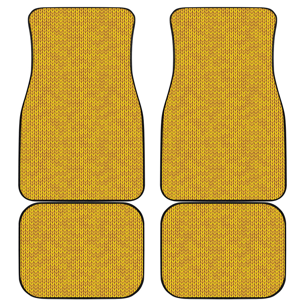 Yellow Knitted Pattern Print Front and Back Car Floor Mats