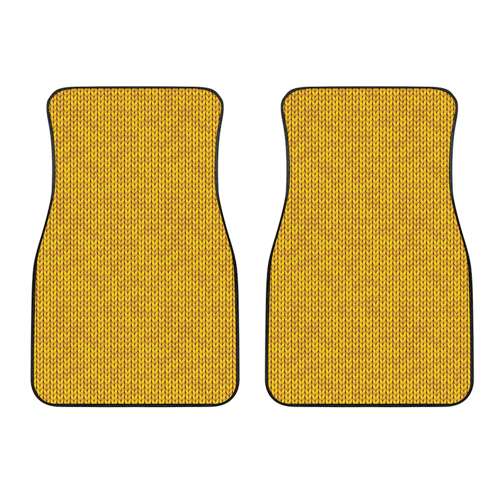 Yellow Knitted Pattern Print Front Car Floor Mats