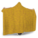 Yellow Knitted Pattern Print Hooded Blanket