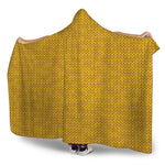 Yellow Knitted Pattern Print Hooded Blanket