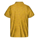 Yellow Knitted Pattern Print Men's Short Sleeve Shirt