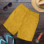 Yellow Knitted Pattern Print Men's Shorts