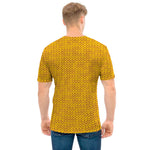 Yellow Knitted Pattern Print Men's T-Shirt