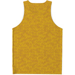 Yellow Knitted Pattern Print Men's Tank Top