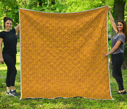 Yellow Knitted Pattern Print Quilt