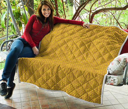 Yellow Knitted Pattern Print Quilt