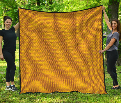 Yellow Knitted Pattern Print Quilt