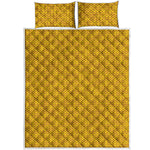Yellow Knitted Pattern Print Quilt Bed Set