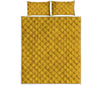 Yellow Knitted Pattern Print Quilt Bed Set