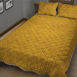 Yellow Knitted Pattern Print Quilt Bed Set