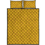 Yellow Knitted Pattern Print Quilt Bed Set
