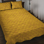 Yellow Knitted Pattern Print Quilt Bed Set