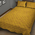 Yellow Knitted Pattern Print Quilt Bed Set