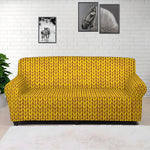 Yellow Knitted Pattern Print Sofa Cover