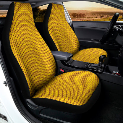 Yellow Knitted Pattern Print Universal Fit Car Seat Covers