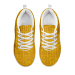 Yellow Knitted Pattern Print White Sneakers