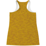 Yellow Knitted Pattern Print Women's Racerback Tank Top