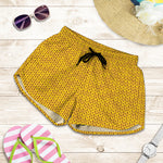 Yellow Knitted Pattern Print Women's Shorts