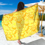 Yellow Lemon Pattern Print Beach Sarong Wrap