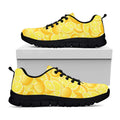 Yellow Lemon Pattern Print Black Running Shoes