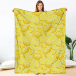 Yellow Lemon Pattern Print Blanket
