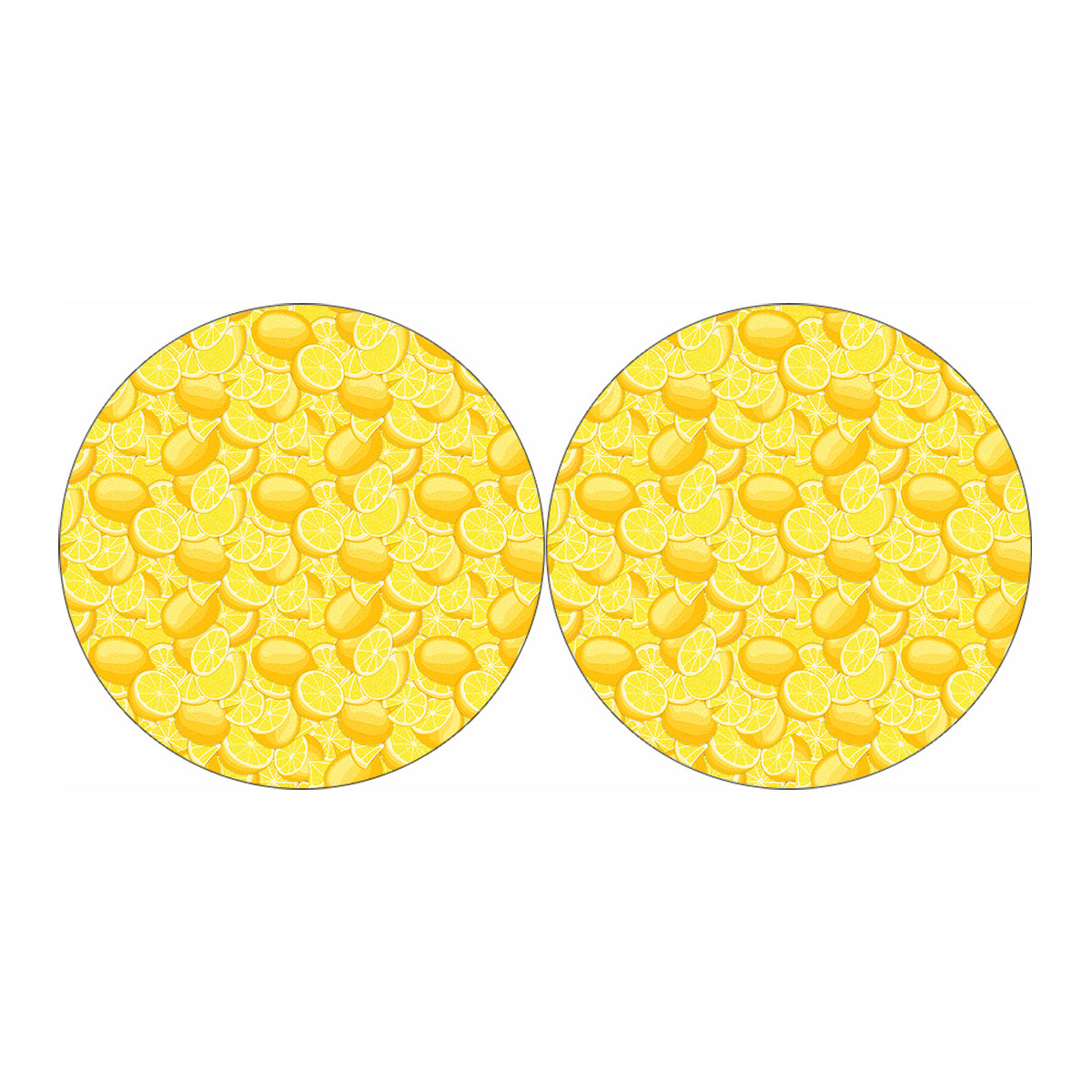 Yellow Lemon Pattern Print Car Coasters